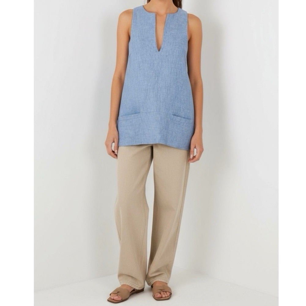 EMERSON FRY A-Line Mod Top, Chambray Linen, XS - Picture 5 of 13